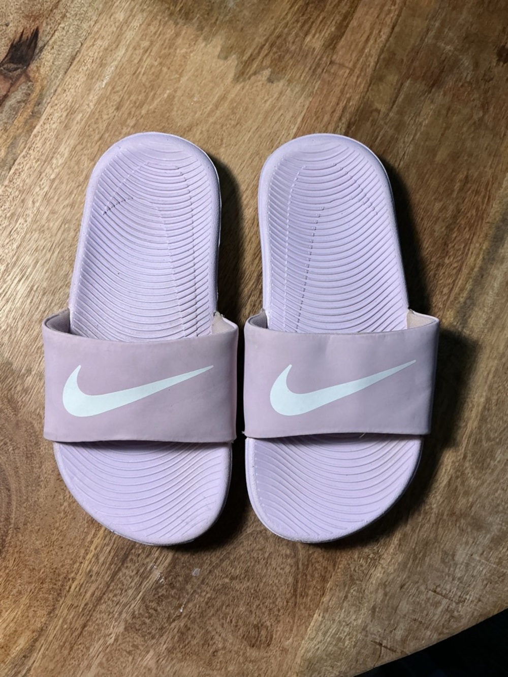 Nike Girls Lavender Slide Sandals with White Swoosh